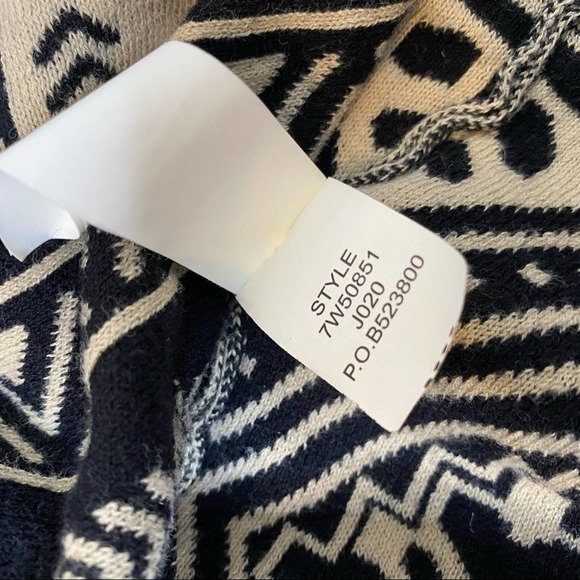 Lucky Brand Aztec Cream & Black Waterfall Open Cardigan Small - Picture 5 of 8
